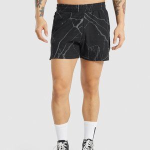 Gymshark Mens POWER 5" SHORTS Black Print XL